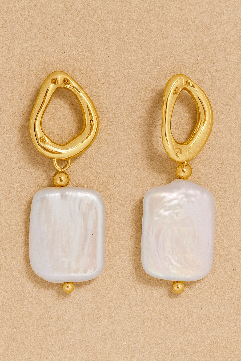 Rectangular Pearl Drop Earrings