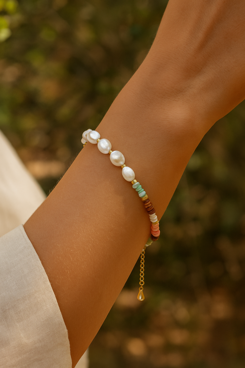 Pearl and Colorful Beads Bracelet