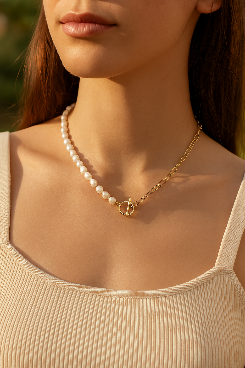 Pearl and Chain Necklace