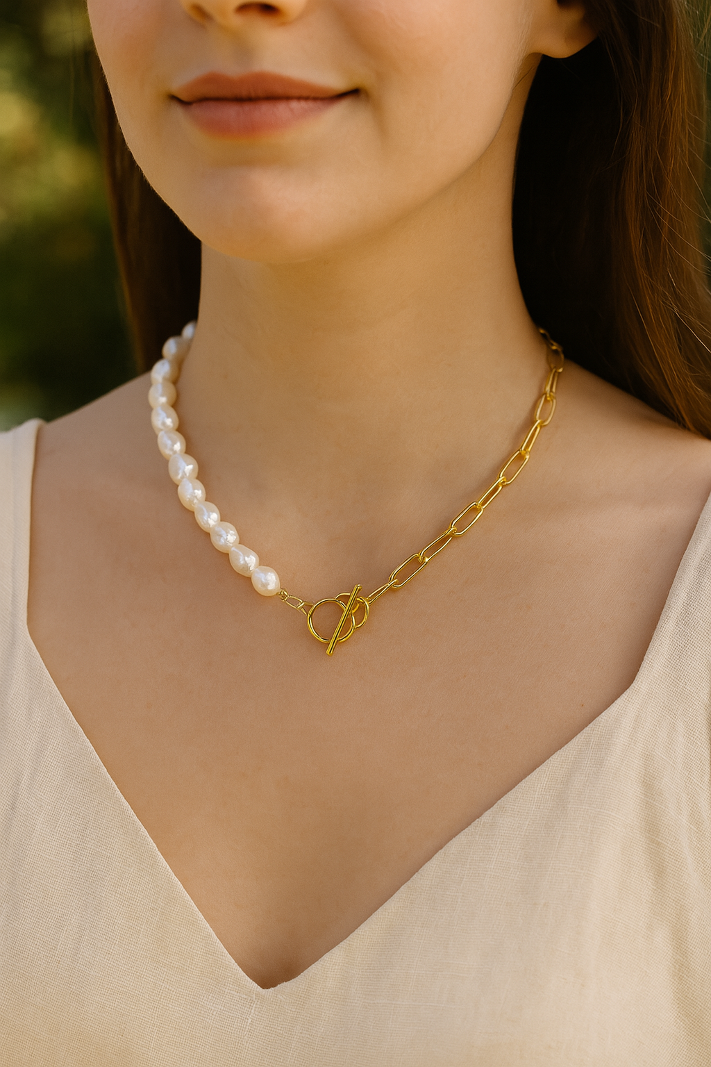 Pearl and Chain Necklace