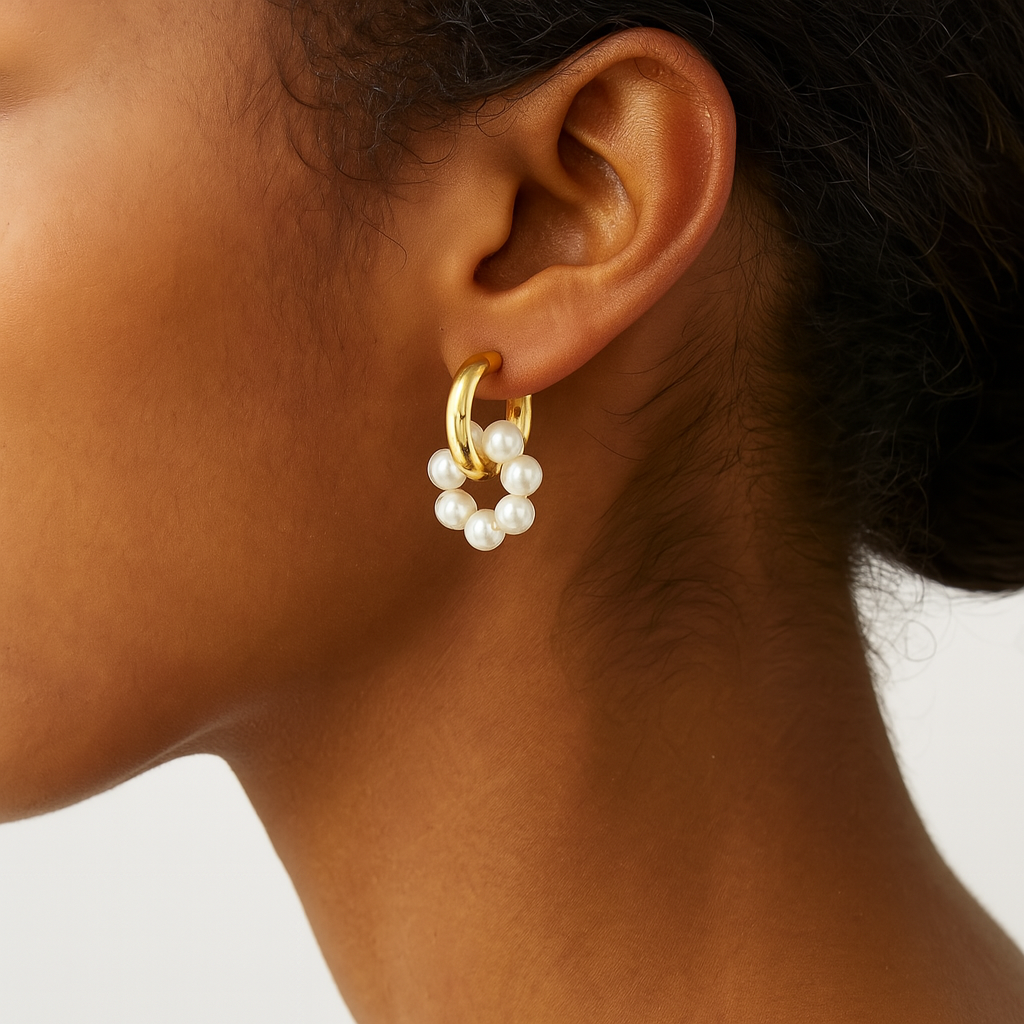 Pearl Hoop Huggie Earrings