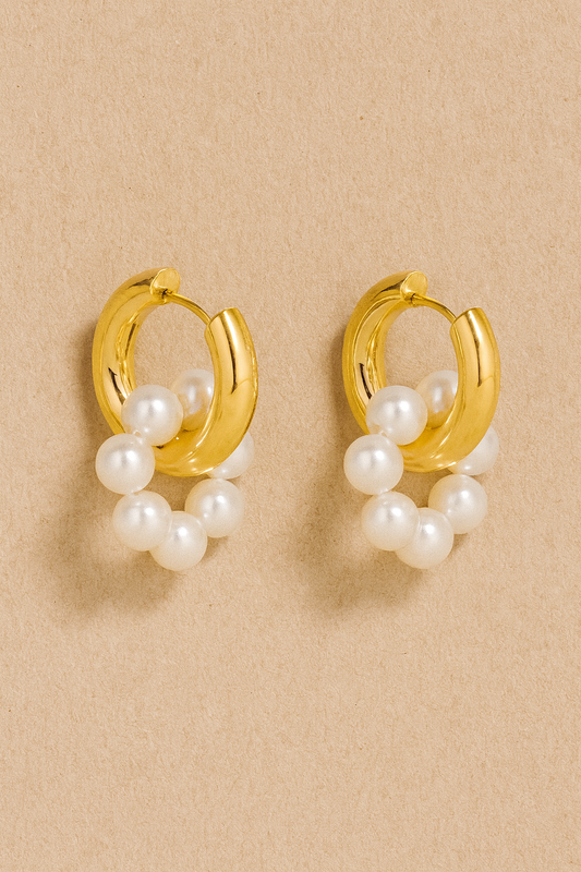 Pearl Hoop Huggie Earrings
