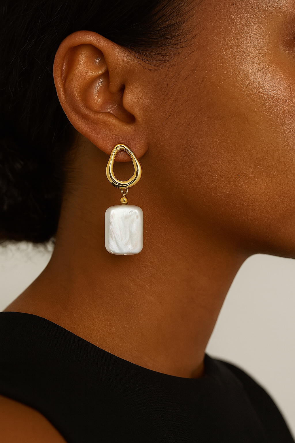 Rectangular Pearl Drop Earrings