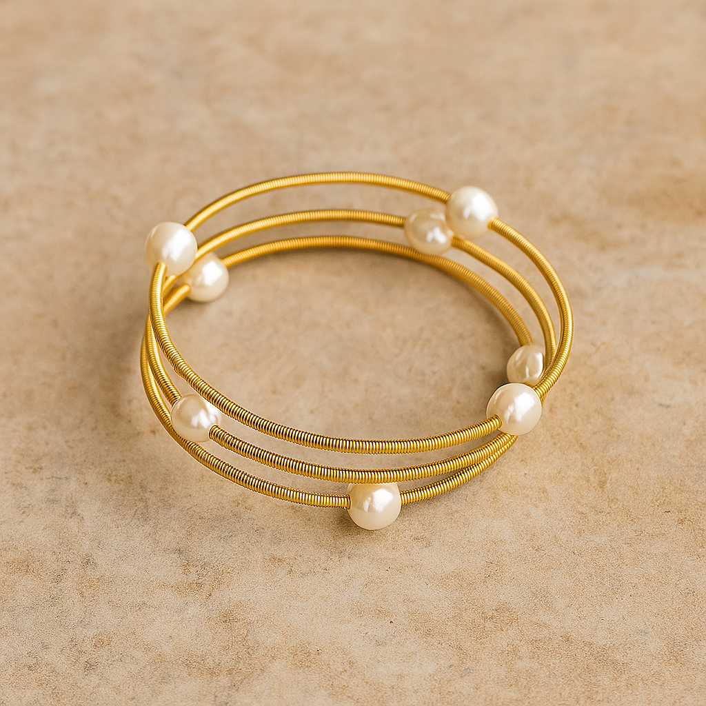 Gold and Pearl Bangle