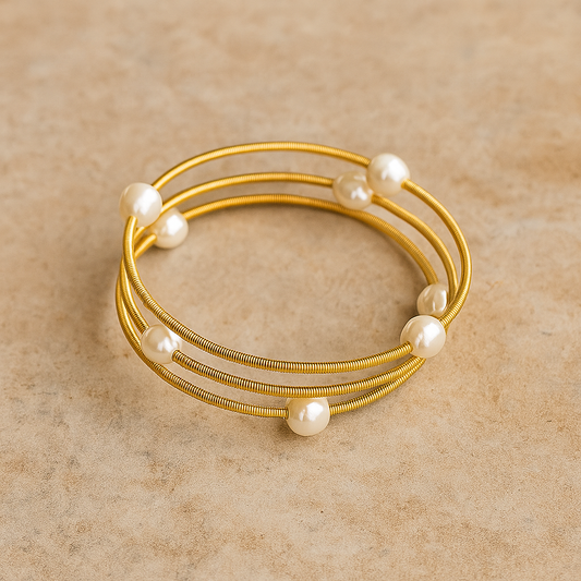 Gold and Pearl Bangle