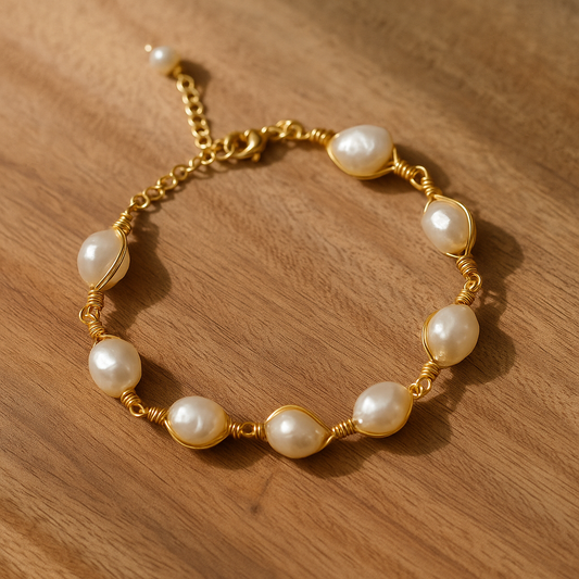 Wire-Wrapped Pearl Bracelet
