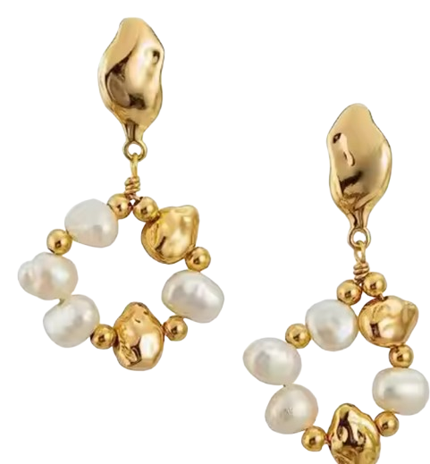 Circle Hoop Pearl Drop Earring