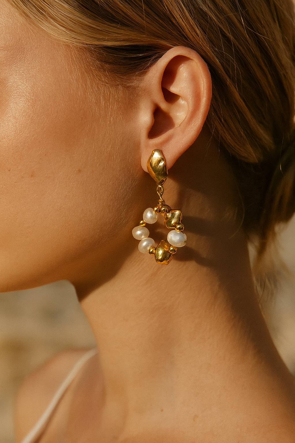 Circle Hoop Pearl Drop Earring