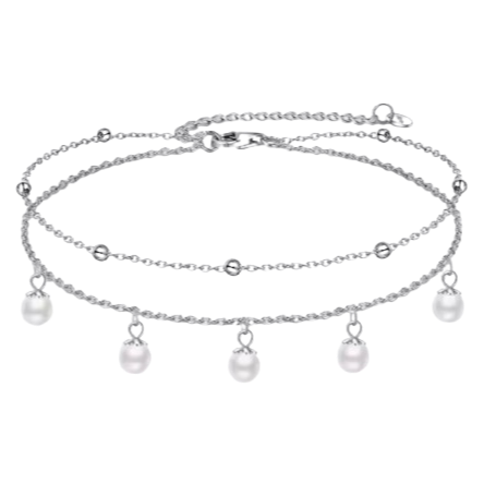 Two-Layer Sterling Silver and Pearl Bracelet