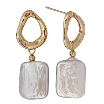 Rectangular Pearl Drop Earrings
