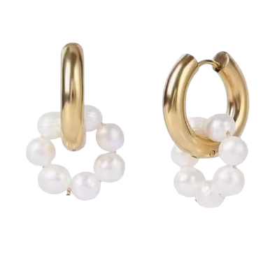 Pearl Hoop Huggie Earrings