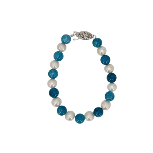 Blue Chalcedony and Pearl Bracelet