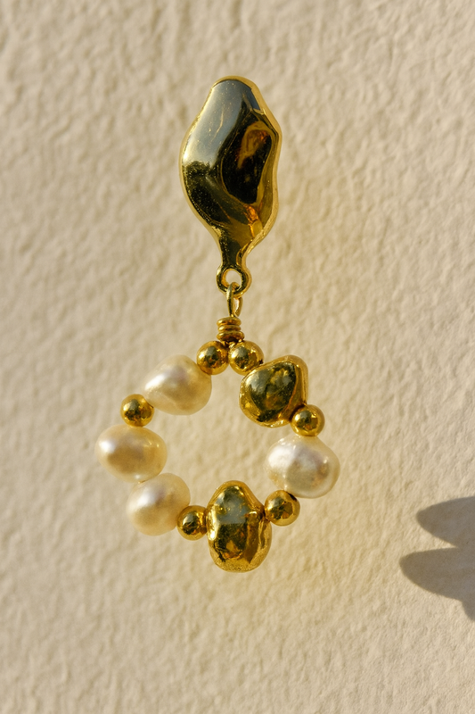 Circle Hoop Pearl Drop Earring